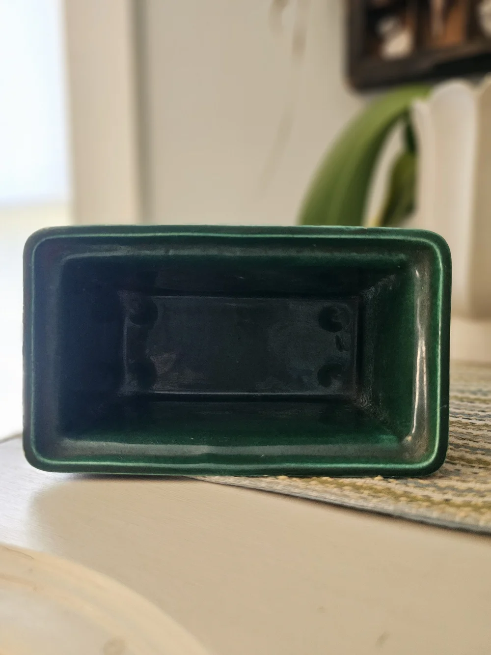 Decorative Green Ceramic Lined Metal Cachepot
